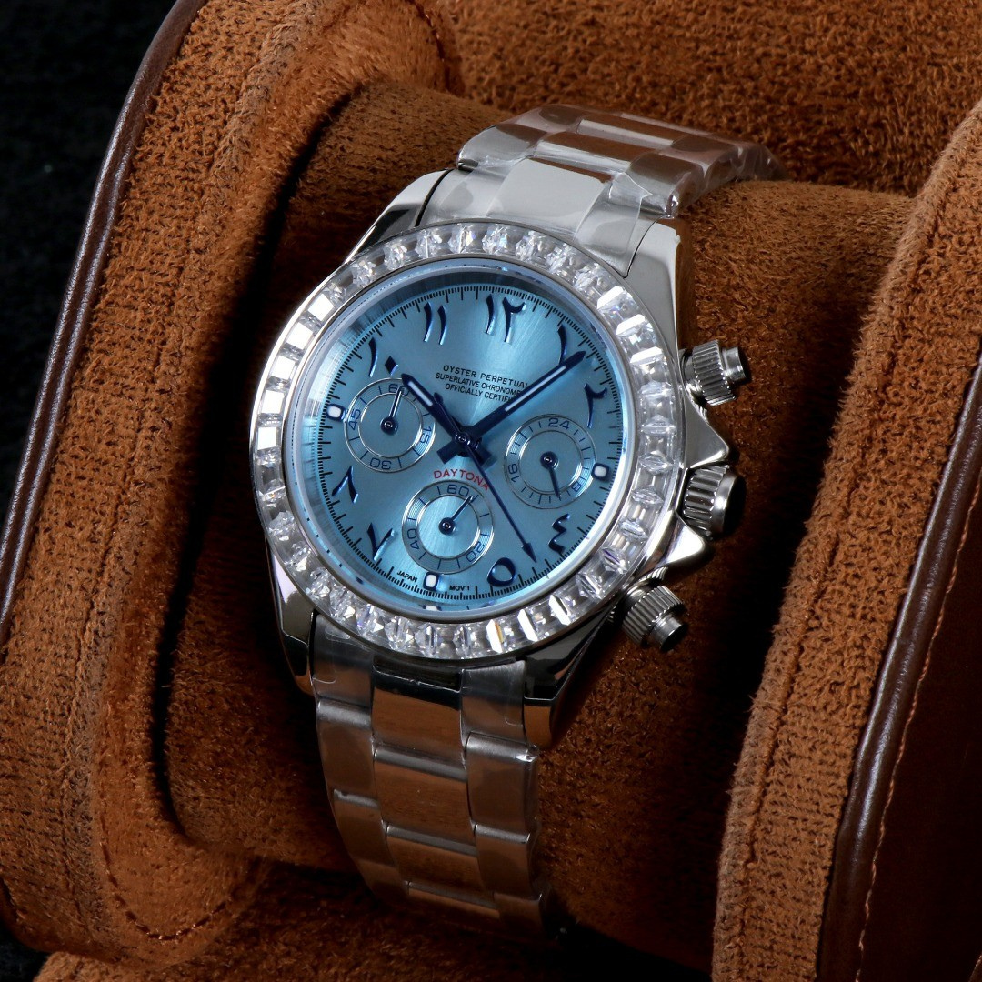 CUSTOM SEITONA CHRONOGRAPH MOD ARABIC ICE BAGUETTE EDITION