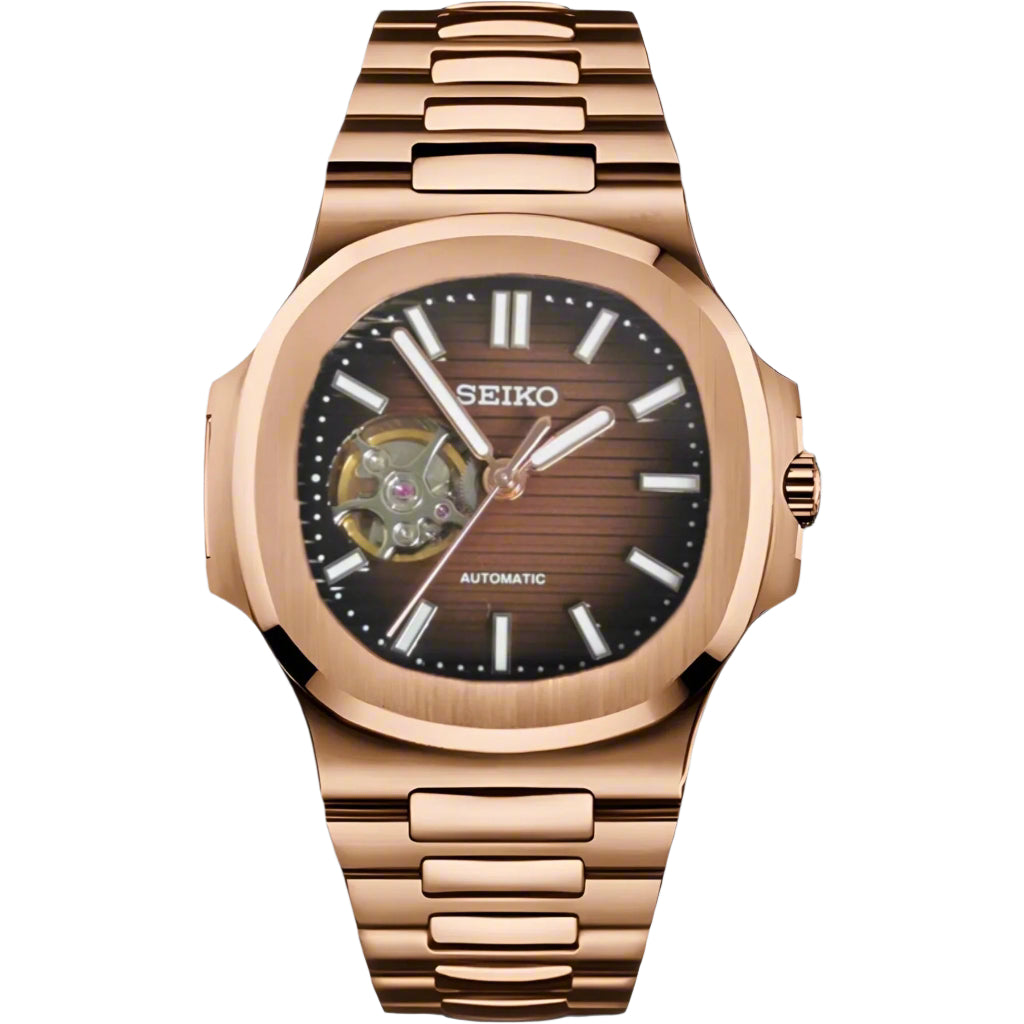 NAUTIKO | Prestige Open Heart MOD Gold Brown Edition Automatic Stainless Steel Watch