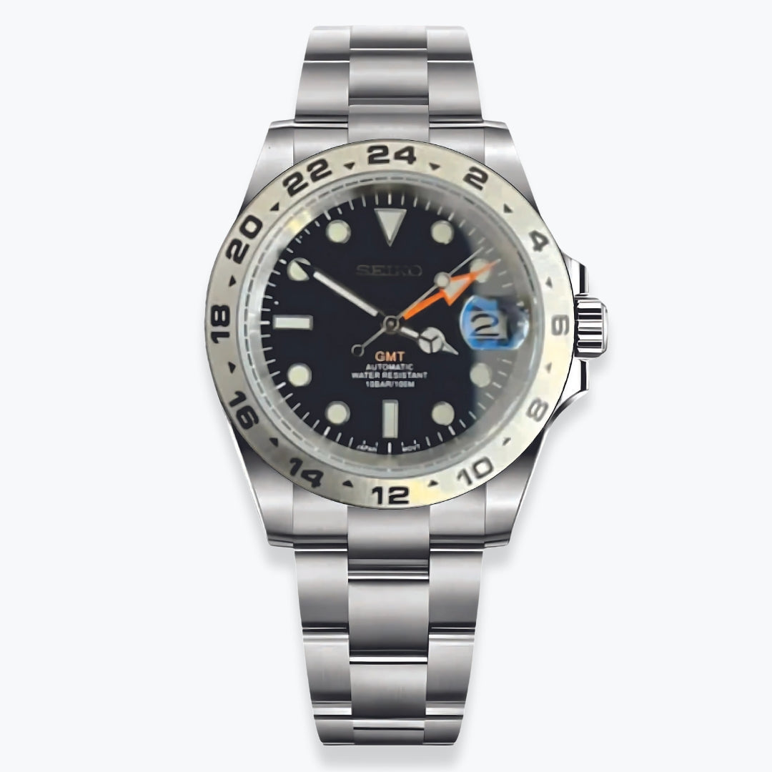 SEIKO MOD | EXPLORER II Marine GMT Edition Presidential Stainless Steel Automatic Watch