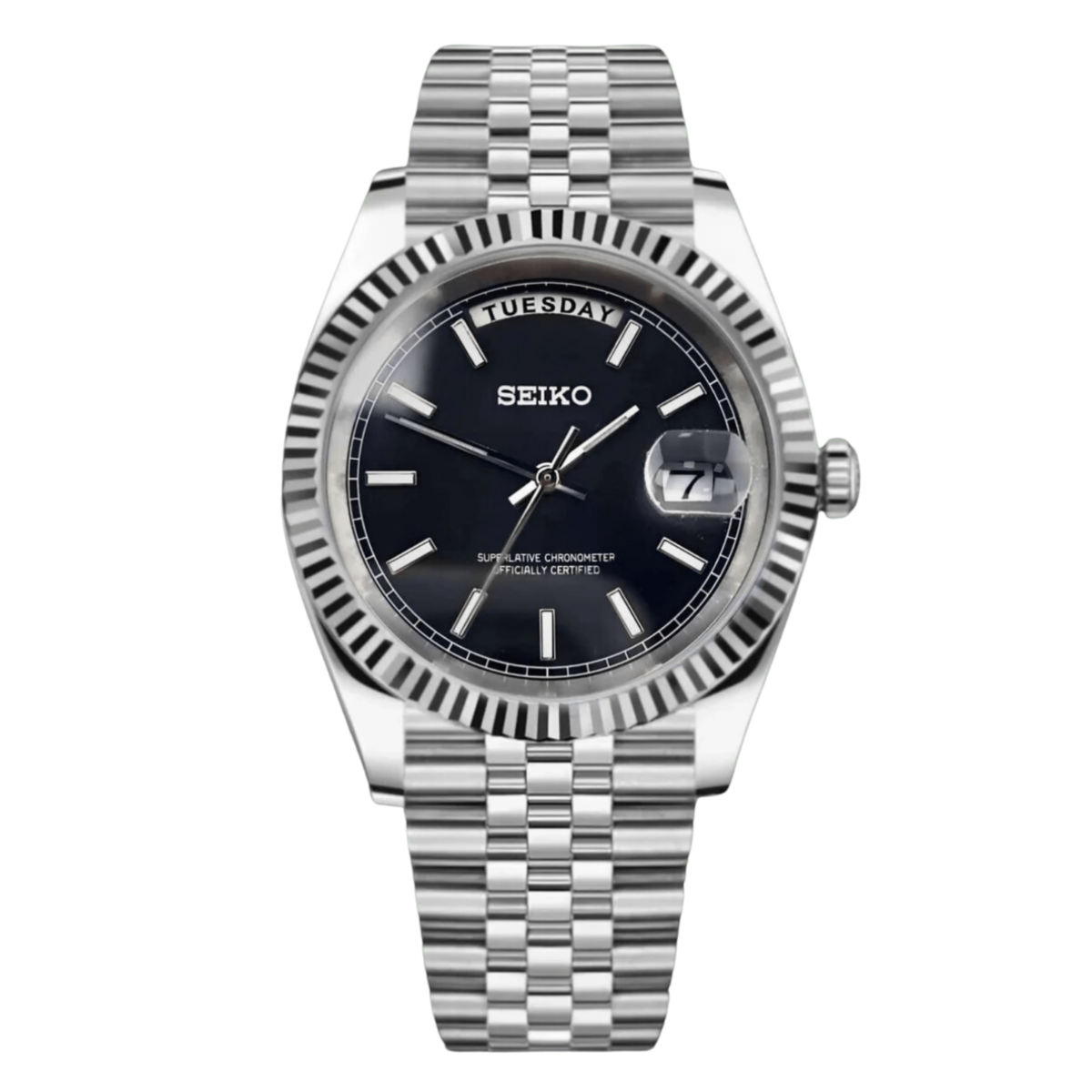 SEIKODATE | Jubilee MOD Midnight Black Edition Stainless Steel - Automatic Watch