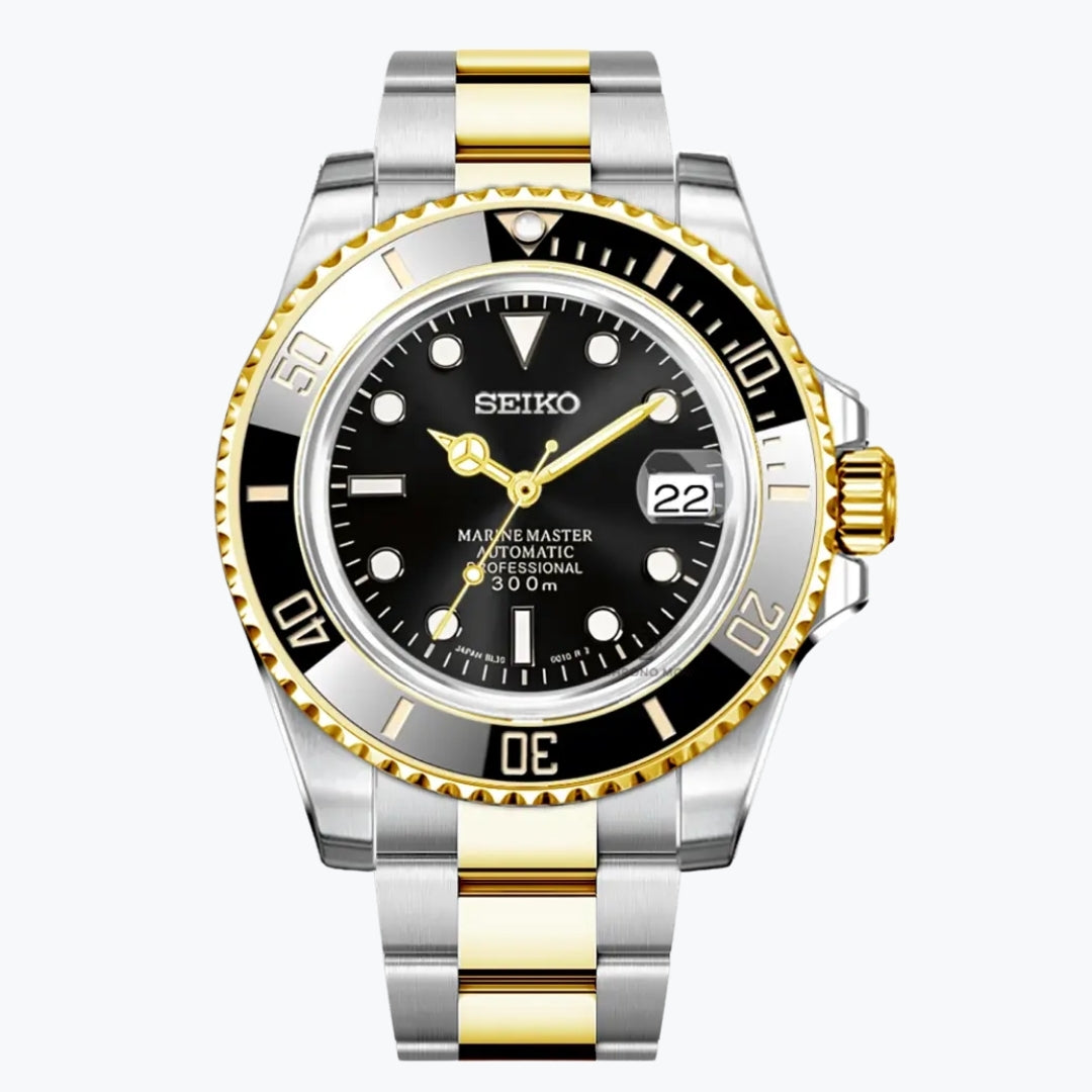 SEIKOSUB | Submariner MOD Two-Tone Gold Edition Open Back Case - Automatic Watch Presidential