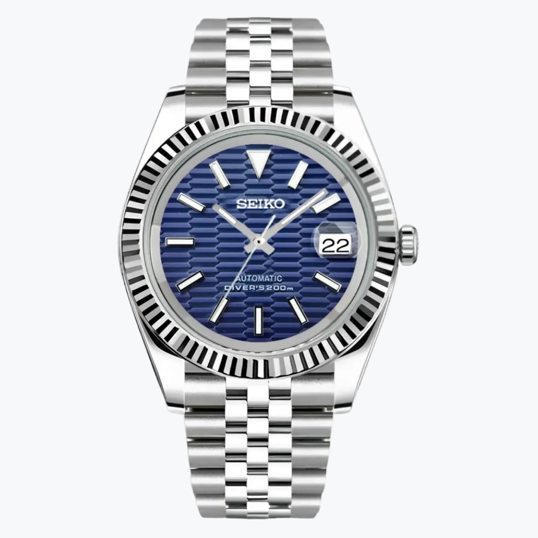 SEIKOJUST | GeoWave MOD Indigo Blue Edition 316L Stainless Steel - Automatic Watch Jubilee