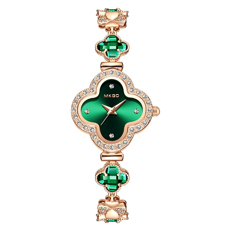 LUCKY CLOVER | Women's Elegant Crystal Bracelet Quartz Watch