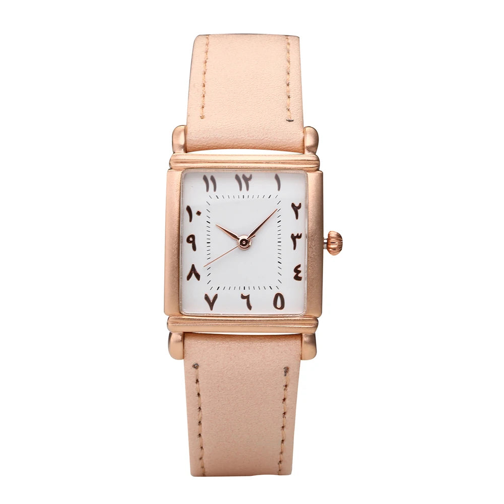 CALYPSO | Rose Gold Rectangular Quartz Leather Watch