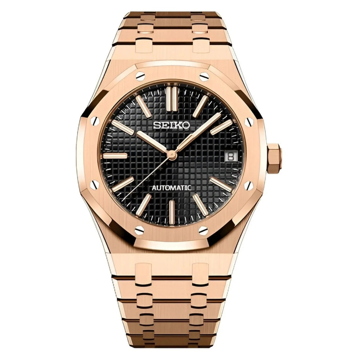 SEIKOAK | Royal 41mm Automatic 316L Stainless Steel - Rose Gold & Black Dial