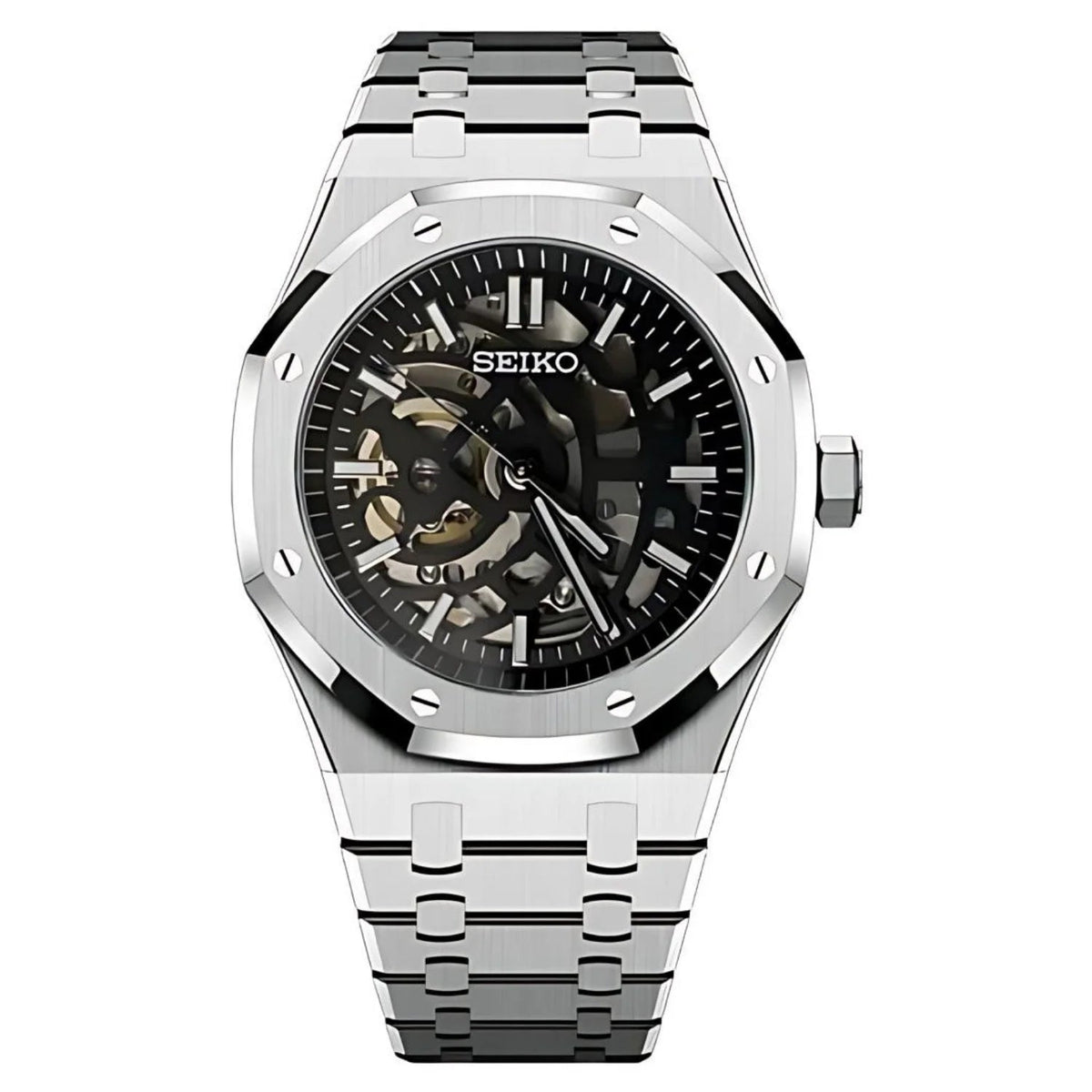 SEIKOAK | Royal 41mm Skeleton Automatic 316L Stainless Steel - Silver MOD