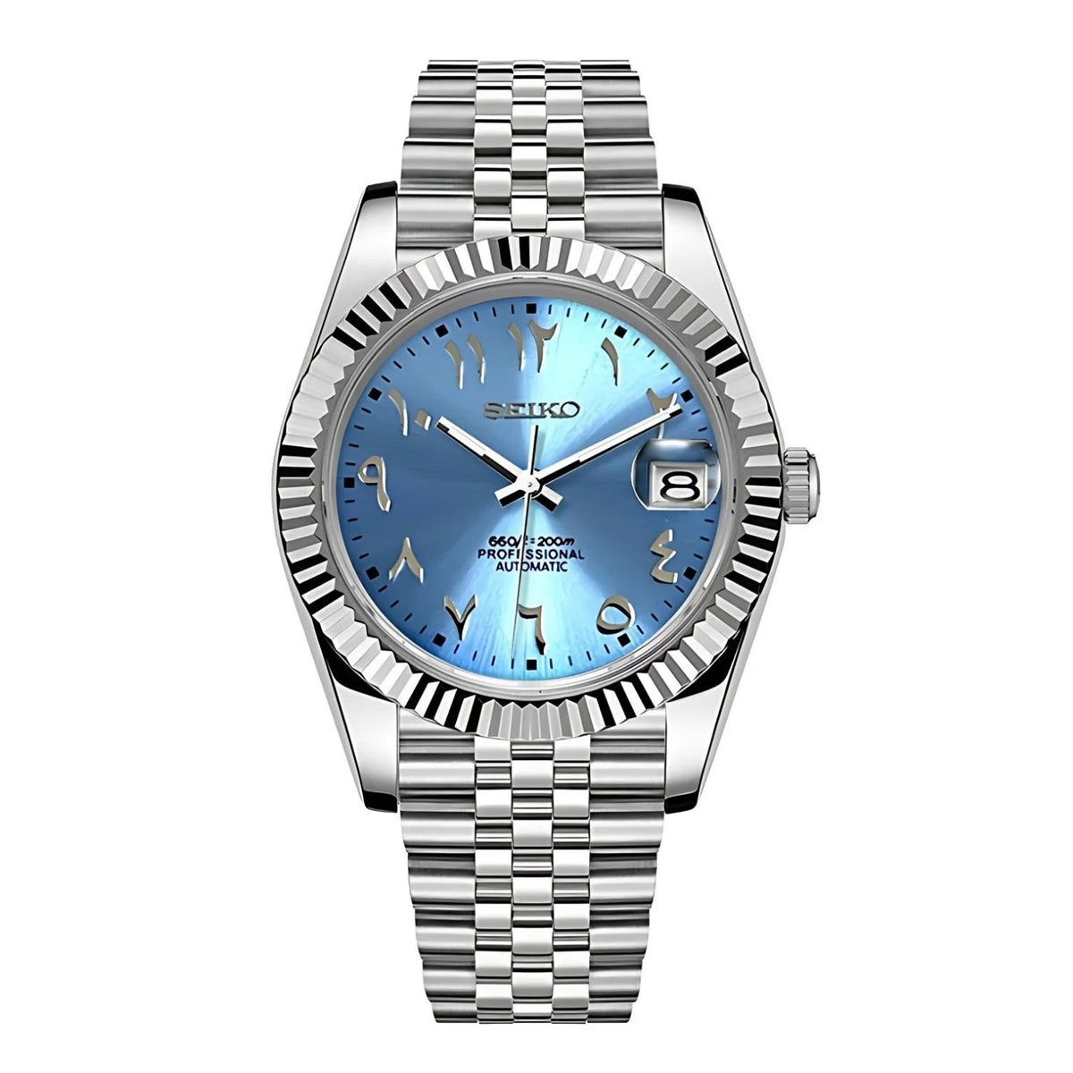 SEIKOJUST | Arabic Ice Blue Dial MOD 316L Stainless Steel - Automatic Watch