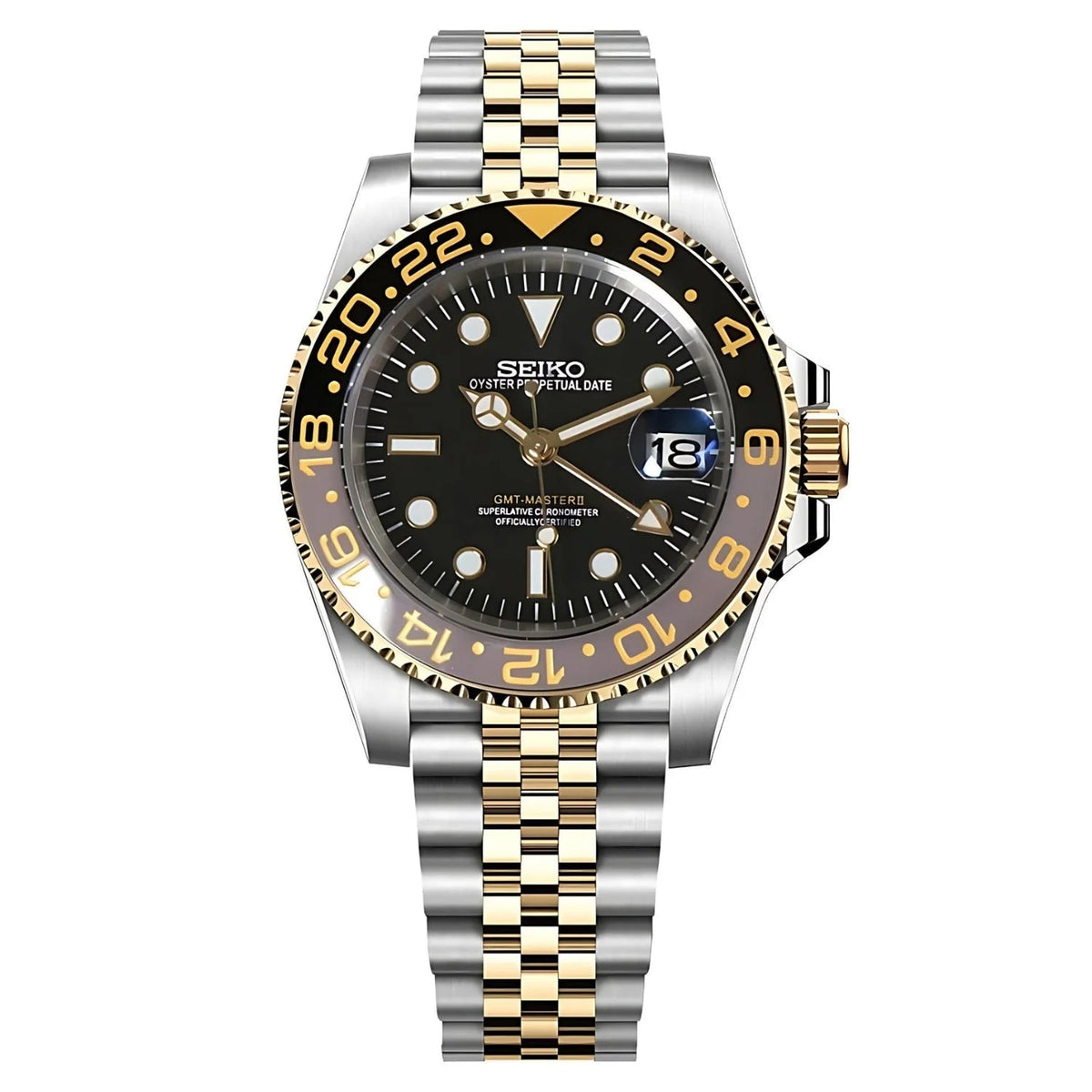 GMTEIKO | Master GMT MOD Silver & Gold Edition Automatic Stainless Steel Watch