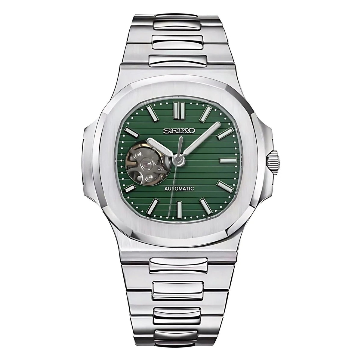 NAUTIKO | Prestige MOD Open Heart Green Edition Automatic Stainless Steel Watch