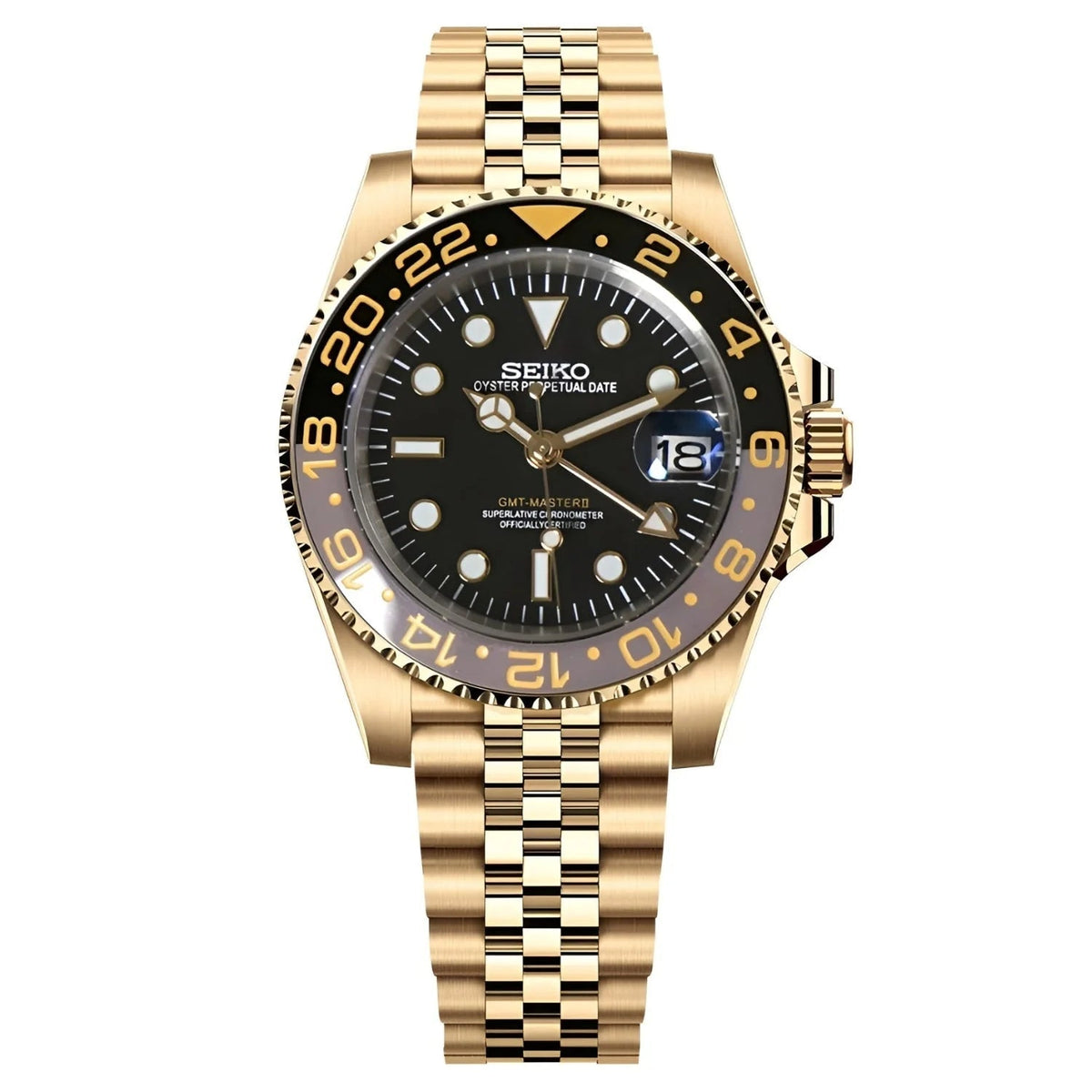 GMTEIKO | GMT MOD Gold & Black Edition Automatic Stainless Steel Watch