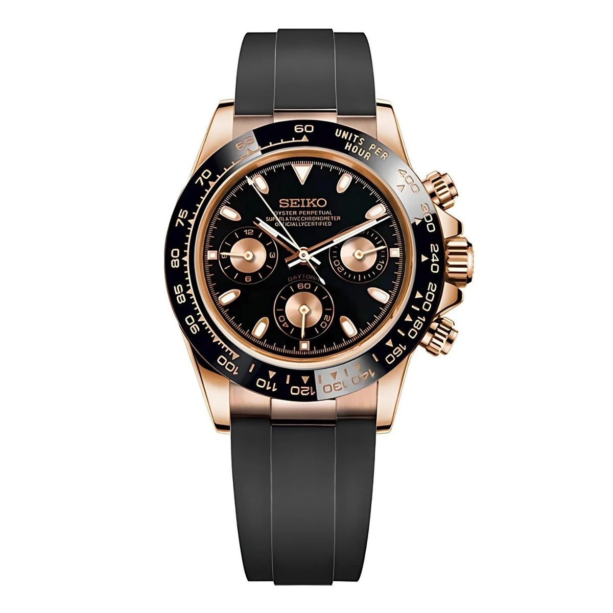 SEITONA | Chronograph MOD Black Rose Edition Automatic 316L Stainless Steel Watch