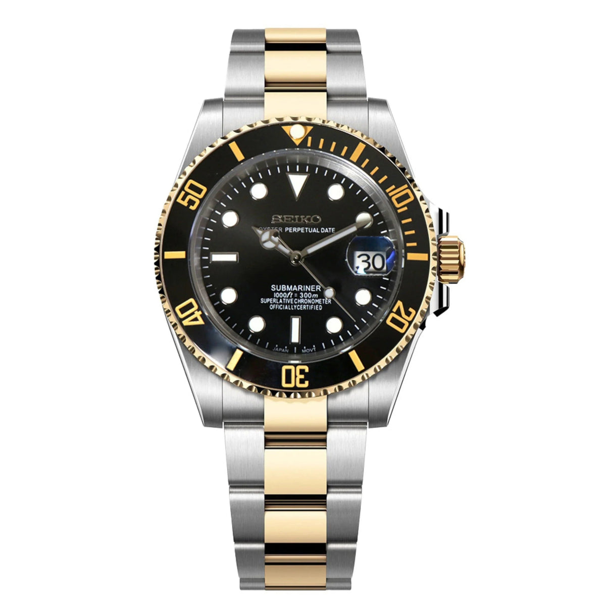 SEIKOSUB | Two-Tone Submariner MOD Black/Gold Edition 316L Stainless Steel - Automatic Watch