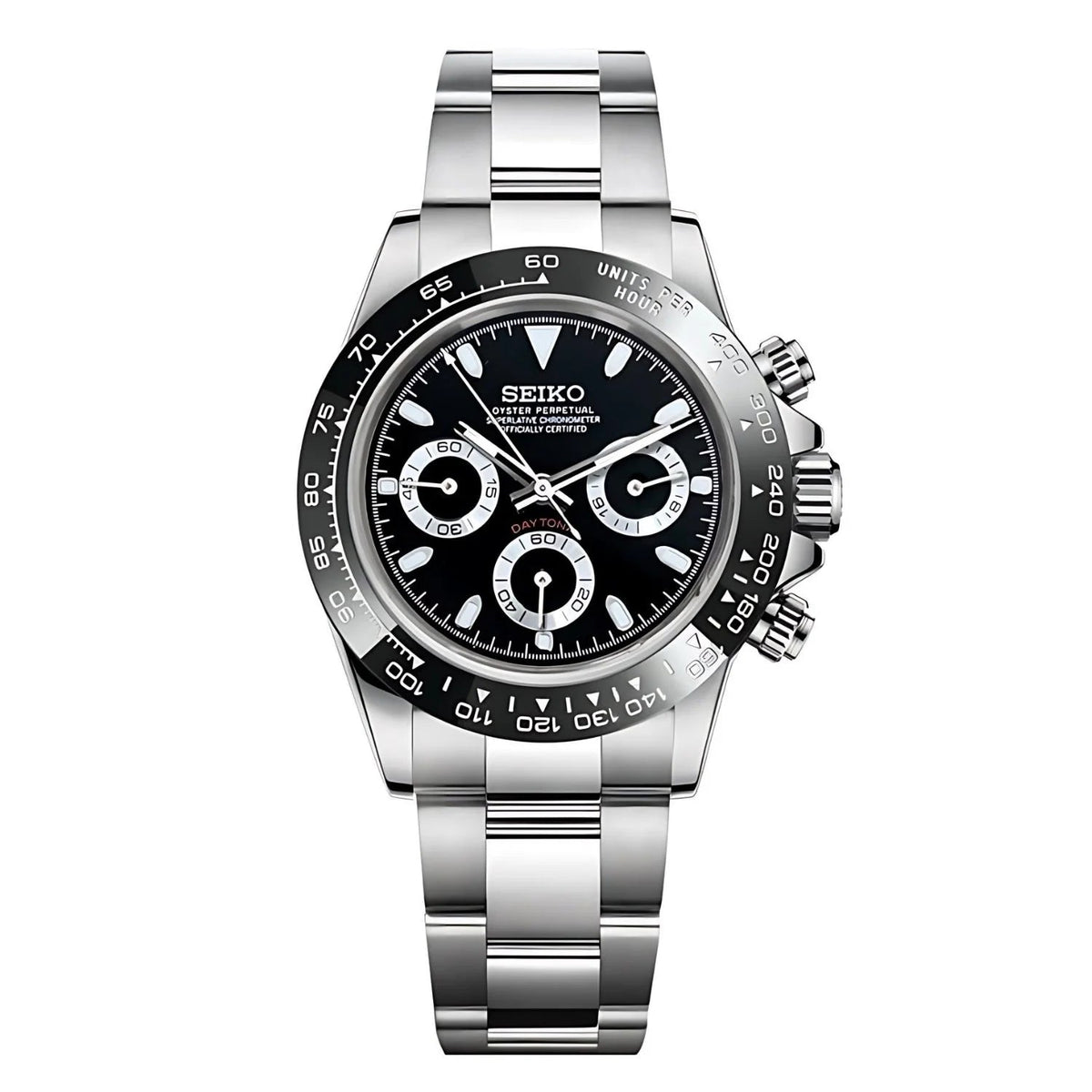 SEITONA | Chronograph MOD Black Panda Edition – VK63 Hybrid Movement, 316L Stainless Steel Watch